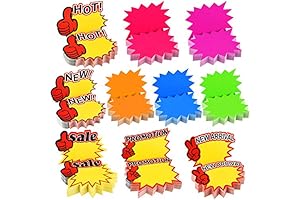 500 Pieces Burst Signs for Sale Fluorescent Signs Blank Star Shape Retail Sale Tags