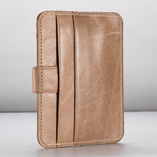 Nuoyou Handmade Genuine Leather Card Case Slim Handy Gift Rfid Blocking Card Holder Minimalist Wallet For Men & Women Front Pocket Credit Card Holder (Khaki) #TOP6