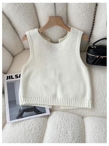 Image of GORGLITTER Women's Tie Back Cropped Sweater Vest Bow Sleeveless Knit Tank Tops Trendy Cute Cardigan Dressy Casual Outfits