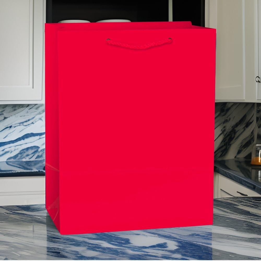 Amscan Friendly Medium brillant Sac cadeau, Rouge, papier Medium Rouge pomme