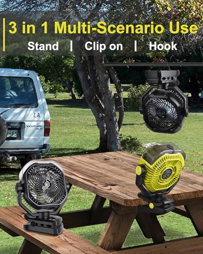 Image of Portable Rechargeable Misting Fan with 12oz Mist, Battery Life Display, Remote, Timer, Light, 5 Speeds, 9-Inch, 20000mAh 120H Battery Powered Clip Fan for Stroller, Travel, Outdoor, Poweroutage