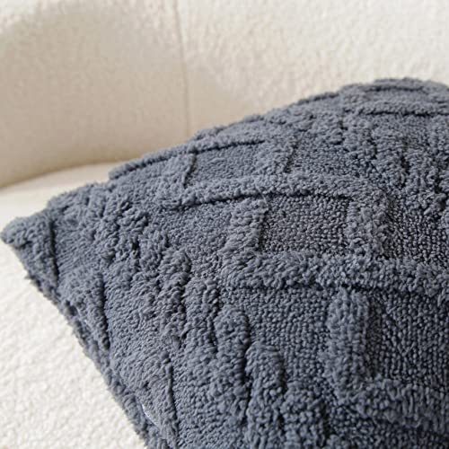 Ftroml Set Of 2 Decorative Faux Wool Throw Pillow Covers 18X18 Inch Dark Grey Soft Plush Fuzzy Short Fleece Square Patterned Cushion Cases Pillowcases Couch Covers For Sofa Bedroom #TOP4