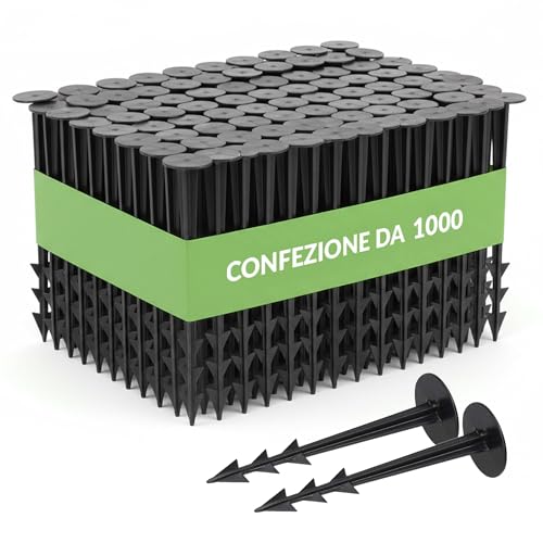 GARDENIX TerraPEG - 1000 picchetti di Ancoraggio per Terreno in Tessuto Non Tessuto per Giardino, Copertura per sabbiera, Rete Anti-Erbacce, Multiuso, Extra Forte