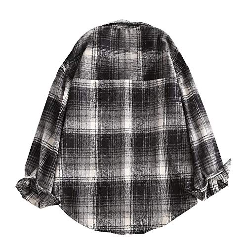 ZAFUL Women's Plaid Long Sleeve Shirt Button Down Thin Jacket