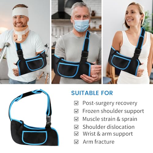 Image of Arm Sling Shoulder Immobilizer for Men & Women, Rotator Cuff Support Brace | Adjustable Strap, Fit Left or Right, Comfortable Medical Sling for Elbow Wrist Injury, Forearm Fracture, Surgery Recovery, L