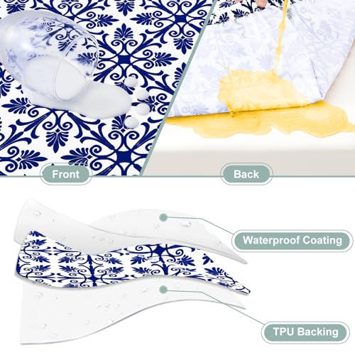 Image of misaya Picnic Table Cover with Bench Cover, Waterproof Elastic Fitted Tablecloth for 5 Foot Tables, Rectangle Washable Polyester Tablecloths for Picnic, Camping, Outdoor (Navy, 30 inch x 60 inch)