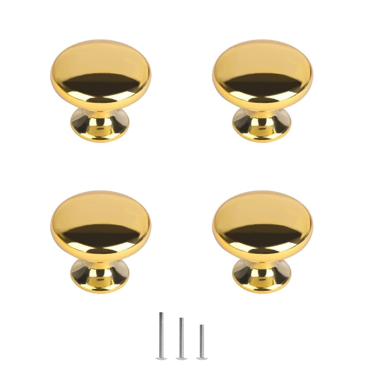 ShipeeKin 4X Gold Drawer Knobs Polished Chrome Round Gold Knob