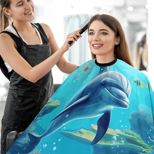 Capa para barbería con diseño Ocean Dolphin 66.9x56.7 pulgadas miniatura 5
