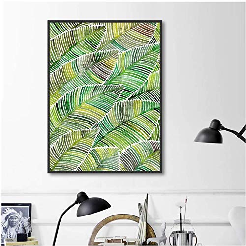 Affiches et Gravures Feuille Plantes Vertes Toile Peinture Décoration Home Art Mural Salon 50x70cm