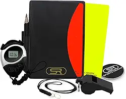 Kit Cartão De Árbitro C/Porta Cartão + Apito C/Cordão + Cronometro + Moeda +