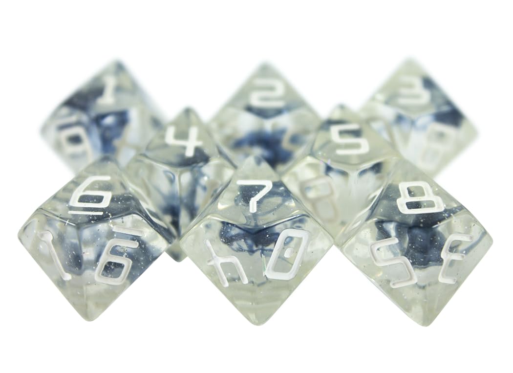 Starfarer Sci-Fi D10 Dice - 'Polaris' - Transparent with Blue Swirls - Image 3