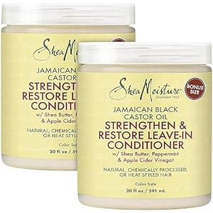 SheaMoisture Leave-In Conditioner, Strengthen & Restore with Jamaican Black Castor Oil – Conditioning Hair Treatment for Dry, Damaged Hair, Detangler & Deep Conditioner, 20 Oz (Pack of 2)