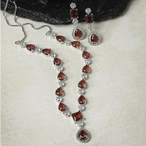 Rhodium-Plated Diamond Fashion Necklace Set