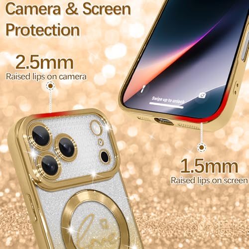 Image of ZIYE Magnetic Case Designed for iPhone 17 Pro Glitter Case-Gold