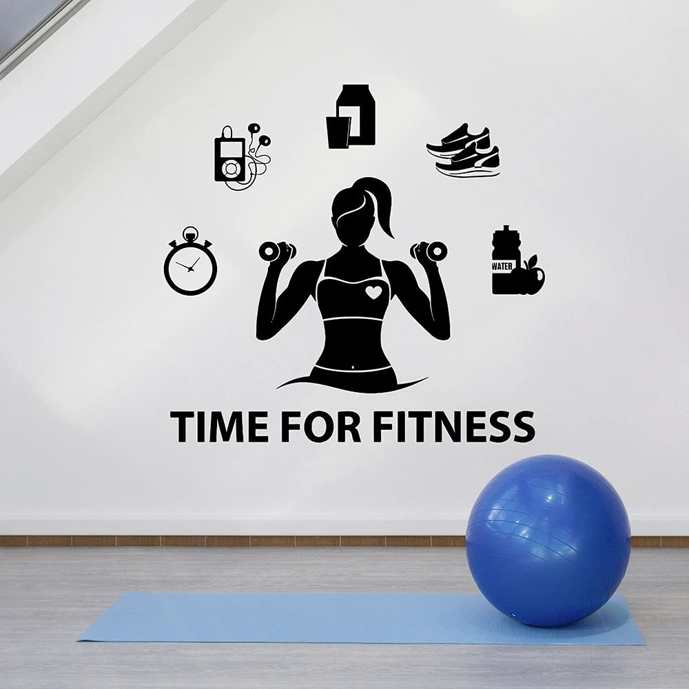 NSRJDSYT Home Gym Vinyl Wall Decal Fitness Girl For Motivation Gym Healthy Lifestyle Stickers Gym Wallpaper Art Mural 118x110cm