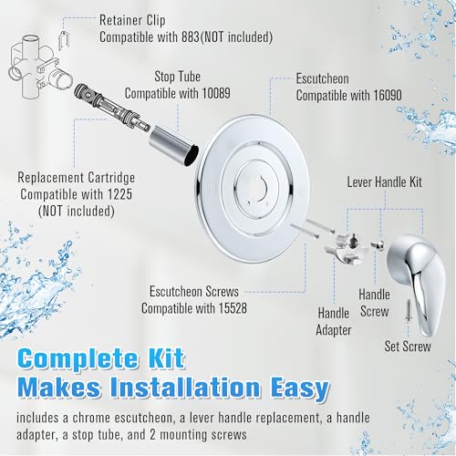 Image of Enhon Tub and Shower Trim Kit, Shower Trim Compatible with Moen Chateau TL470 Single Handle Tub /Shower Standard Valve, Escutcheon Screws Tube and Handle(Chrome, Lever)