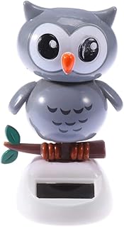 Solar Powered Toy Owl Dancing Toy Animal Shaking Head Car Ornament Dashboard Decoration Auto Accessories - Grey