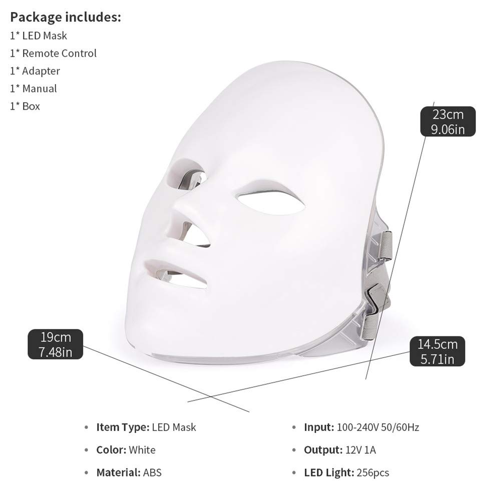7 Color LED Máscara Light Therapy LED Máscara Photon Con Cuello Máscara Facial De Cuello LED EMS Micro Corriente Antiarrugas Anti Acné Rejuvenecimiento De La Piel Máquina De Belleza
