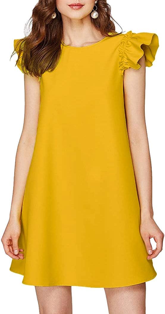 Women's Summer Casual Dresses Ruffle Swing A Line Beach Mini Dress