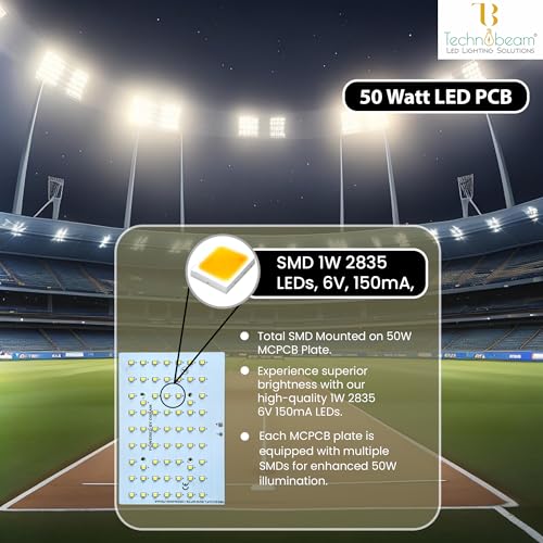 Image of Technobeam LED PCB with Driver for Repair | 63V 700mA | Aluminum Plate Base | Waterproof & Durable | Ideal for Flood Light and Street Light (50W)