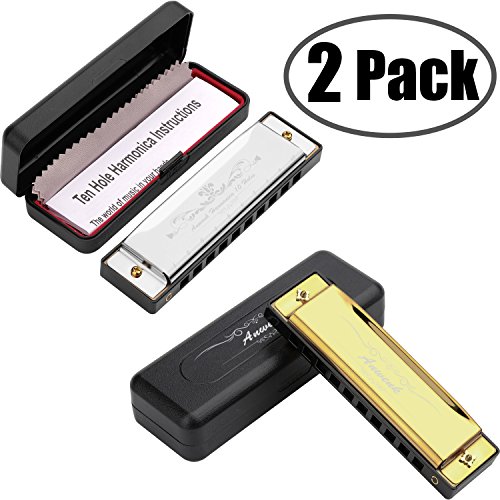 Harmonica for Kids, Anwenk 2Pack Harmonica Key of C 10 Hole 20 Tone
