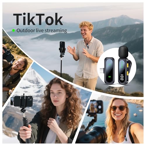 Image of Wireless Lavalier Microphone with Magnetic Clip & LED Display, Mini Lapel Mic，Wireless Microphone for iPhone,Android, iPad, for Video Recording, Streaming, Interview, Vlog,Tiktok,YouTube