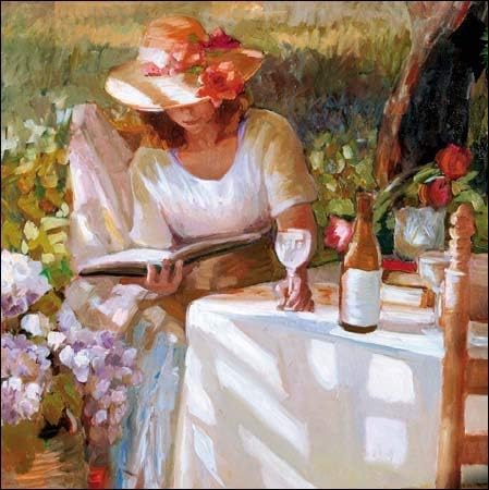 Artistic Greeting Card (WDM4997) Female Birthday - Me Time - Woman Reading in the Garden