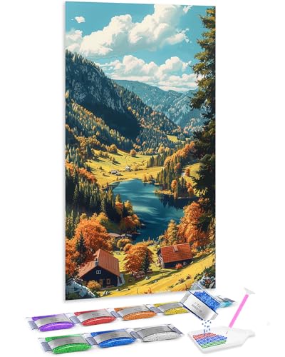 Diamond painting de paisaje otoñal Jumpdot de 70x40 cm, decoración ideal para tu habitación