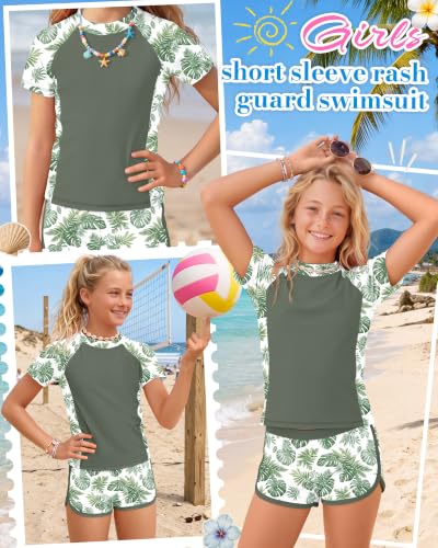 Image of Xaatren Girls 2 Piece Rash Guard Swimsuit