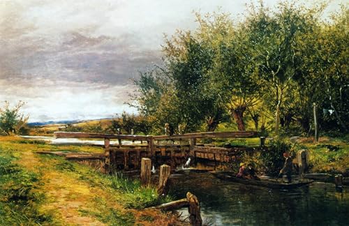 Tableau de paysage de la Tamise pour salon chic - Toile d'art Benjamin Williams 60x90