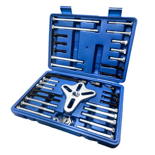 ZNDAW 50PCS Harmonic Balancer Puller Set, Steering Wheel Flywheel Puller Installer Tool Set, Flange Type Gear & Crankshaft Pulley Removal Tool Kit for Car Truck SUV, Car Accessories