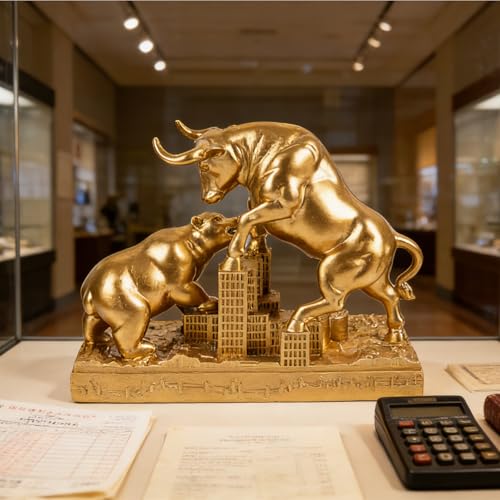 Estatua Toro y Oso Wall Street Decoración de Oficina miniatura 5