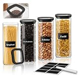 twoant Tarros de Cristal Con Tapa Hermética transparente（4×2000ml） cocina Botes Almacenaje Cuadrada Ideales Para Guardar Especias, Cereales