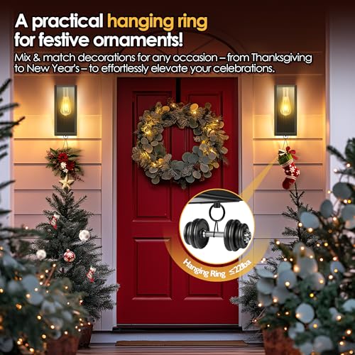 Image of Modern Outdoor Light Fixture with Closed Bottom, WaterProof Exterior Lighting Fixtures, Black Outdoor Lanterns for Porch Patio Garage Front Door Entryway,E26 Socket & Glass Shade, 2 Pack,11inch