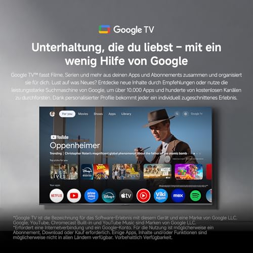 XIAOMI A Pro, 55" (140 cm), 4K UHD QLED, Smart TV, Google TV, Triple Tuner DVB-C/S/S2/T/T2, HDR10+, Game Boost 120Hz, MEMC, Sprachsteuerung mit, 2+8GB, Kompatibel mit Apple Airplay & Google Cast – Bild 7
