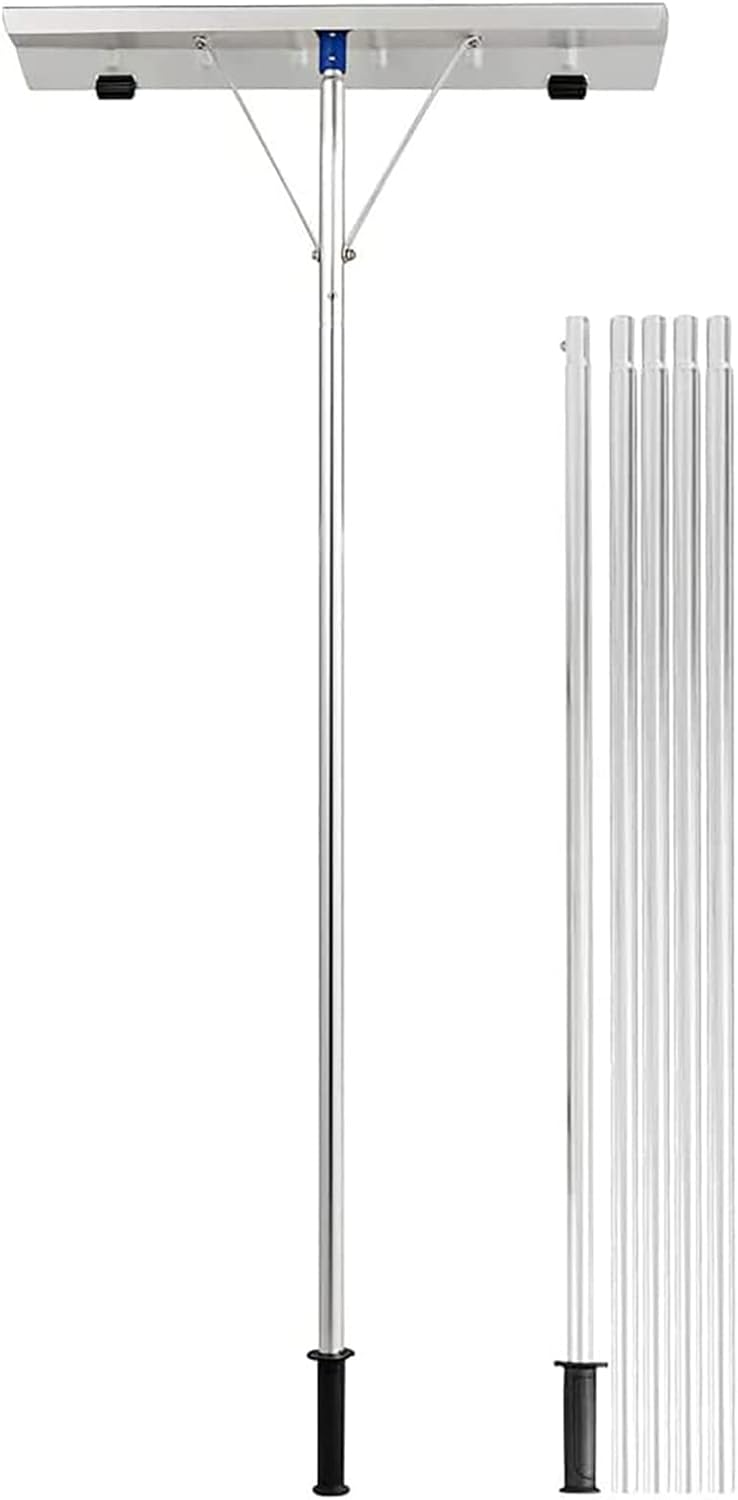 スノーレーキ 多機能 屋根スノーダンプスノーレーキ 雪降ろし棒 雪下ろし棒 スノーダンプ アルミ 組立式 雪庇落とし 除雪用品 雪かき用 積雪 屋根 車などに適用 安全 簡単ツール 1 48m 6 1m長さ調整可能 ロング雪落とし 除雪道具