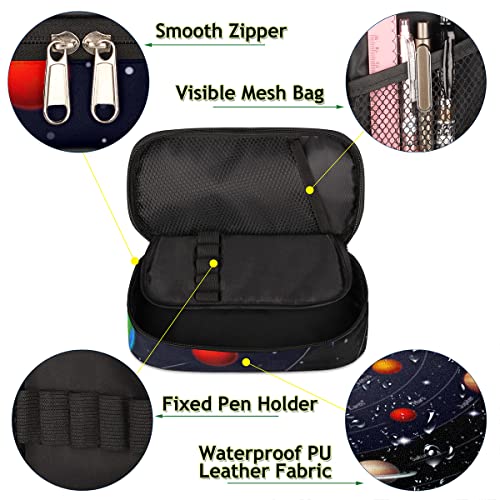 Image of Pardick Solar System Planet Big Capacity Pencil Pen Case Universe Galaxy Large Pencil Pouch with Zipper Compartments Pencil Bag for Boys Girls Adults Student Office School Supplies