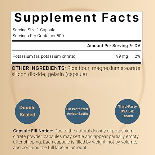 NatureBell Potassium Citrate 99mg, 500 Capsules - Chelated Mineral Supplements - Non-GMO, Gluten Free - Image 2