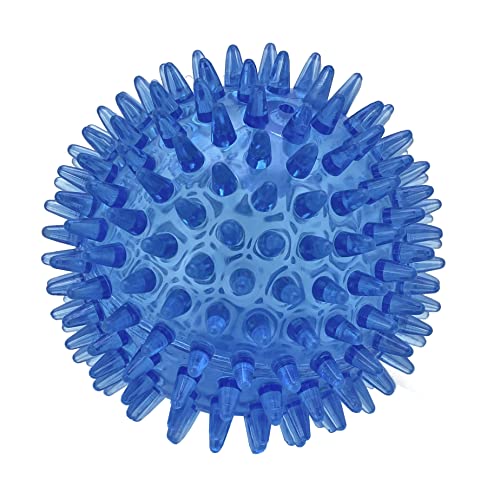 Cutie's PetBox Squeaky Rubber Spike Toy Ball for Medium, Large Dogs (3.5 Inch, Blue)