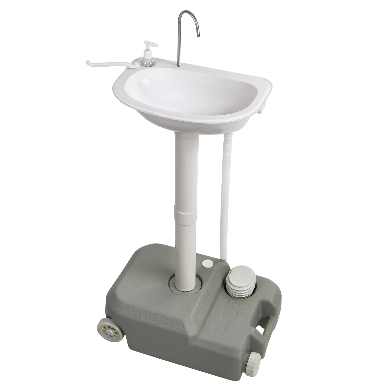 Montafox Lavandino da Esterno 21 L - Lavabo da Campeggio Mobile con Pompa a Pedale Dispenser Sapone e Porta-Asciugamani