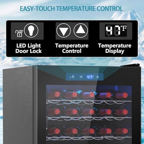 Image of COWSAR 37 Bottle Wine Fridge, Freestanding Commercial Beverage Refrigerator with Smart Temp Control, 4.45 Cu.Ft Mini Fridge Wine Cooler with Child Lock& Wavy Wire Shelves for Kitchen Bar, Black