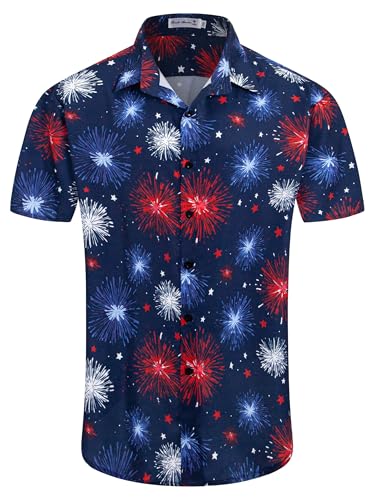 Image of Yoimira Hawaiian Shirts for Men, Print Mens Casual Short Sleeve Button Down Shirts Floral Aloha Beach Shirt