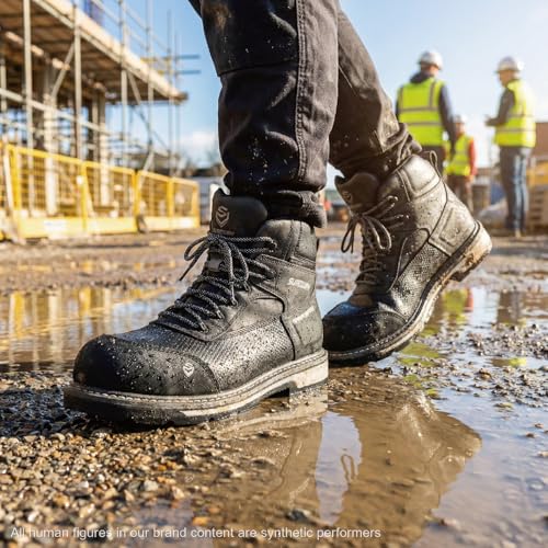 Image of SUREWAY Men's 6 inch Soft /Composite Toe Heavy Duty Waterproof Work Boot GoodyearWelt Oil /Slip Resistant Dual-Density Comfortable Outsole Crazy Horse Leather EH Construction Industrial Safety Work Boots
