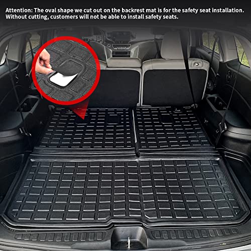 Powoq Fit 2016-2022 Honda Pilot Cargo Mat With Backrest Mat Tpe Trunk Mat (No Elite Model) For Honda Pilot 2016 2017 2018 2019 2020 2021 2022 Accessories (Rear Cargo Mat) #TOP1