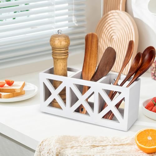 Ayiaren UTENSIL HOLDER Wooden Cutlery Silverware Holder Flatware Utensil Caddy Wood Silverware Organizer Storage Containers thumb #5