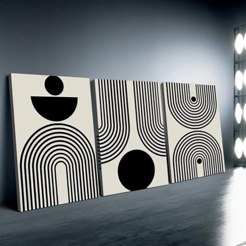 Affiches créatives de salon pour moderniser un mur avec 3 toiles abstraites noires