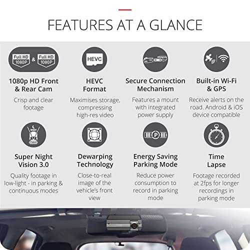 Thinkware F790 Detachable Dash Cam, Full HD 1080p Front & Rear Car Dash Camera with Built-in GPS & WiFi - Image 2