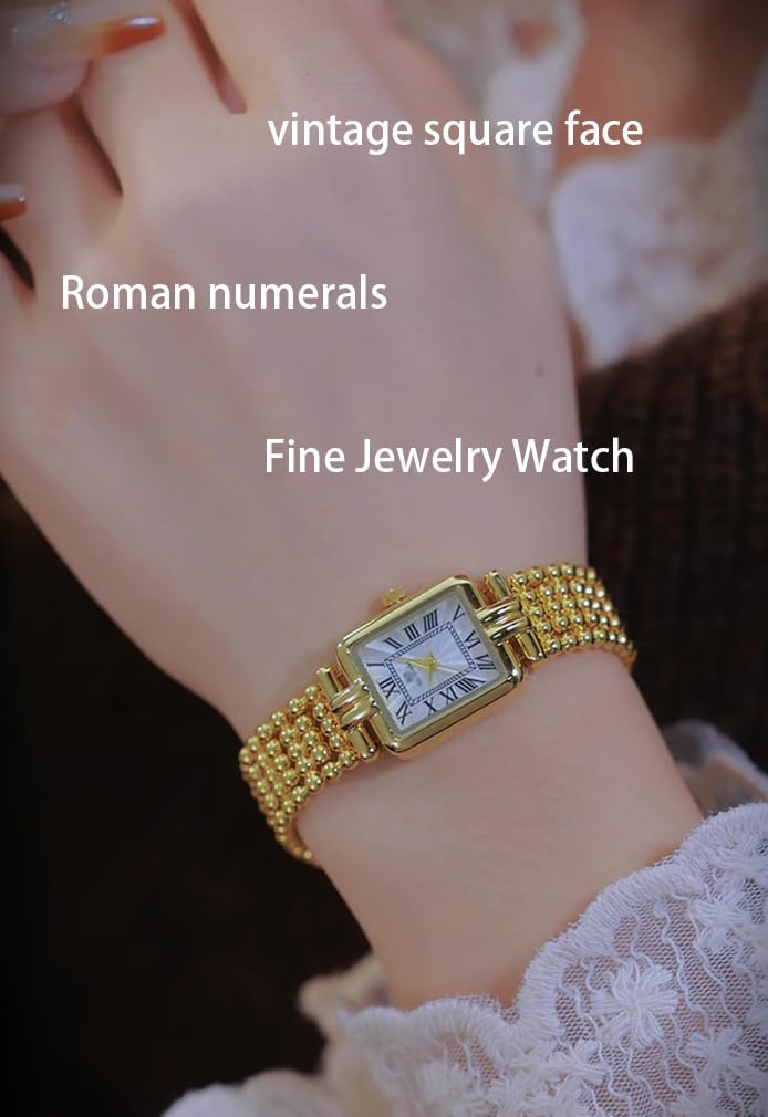 Reloj de pulsera vintage con números romanos para mujer, con opciones doradas o plateadas, esfera cuadrada, resistente al agua hasta 30 m, elegante regalo de joyería