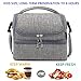 FlowFly Double Decker Cooler Insulated Lunch Bag Large Tote for Boys, Girls, Men, Women, With Adjustable Strap (Grey)