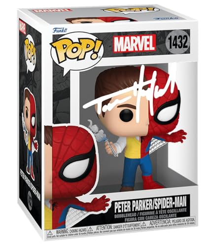 Tom Holland Peter Parker/Spiderman #1432 Facsimile Signed Reprint Laser Autographed Funko POP! Movies Marvel Figurine with Protector Case